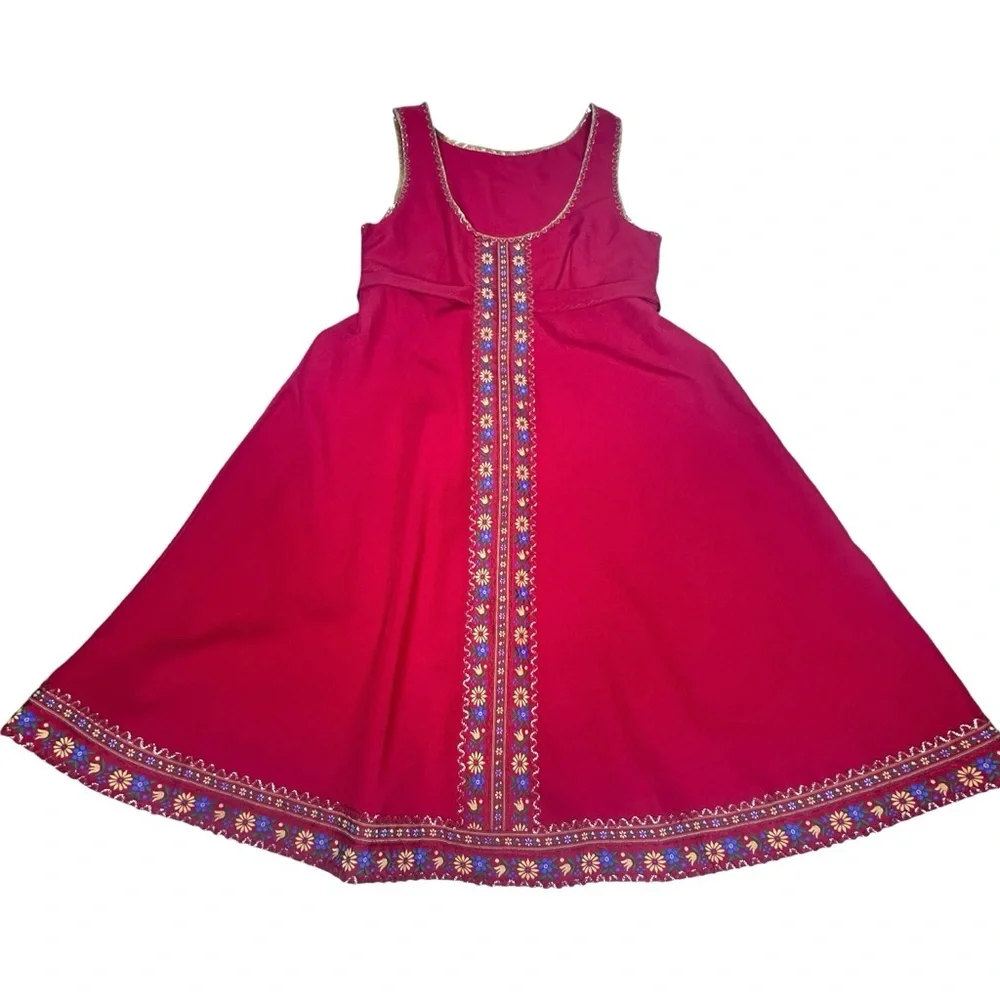 Vintage 60’s Red Embroidered Mini Dress app small